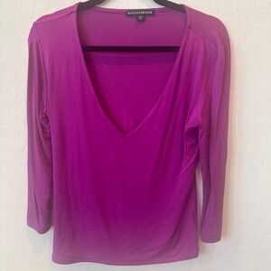 Boston Proper - Fuchsia Colored, Long Sleeve, v-neck Blouse.  NWOT